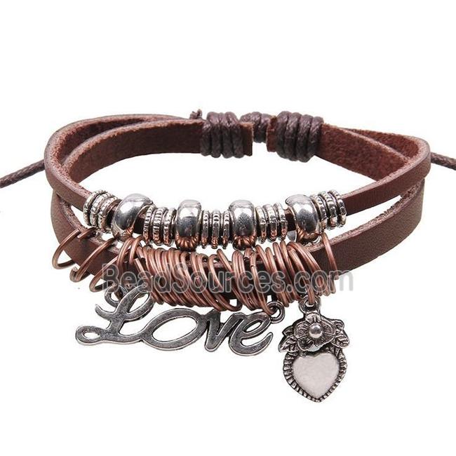 handmade bracelet with leather, alloy bead