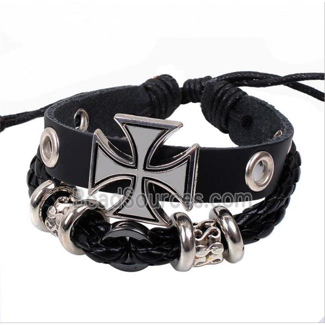 handmade bracelet with leather, alloy bead