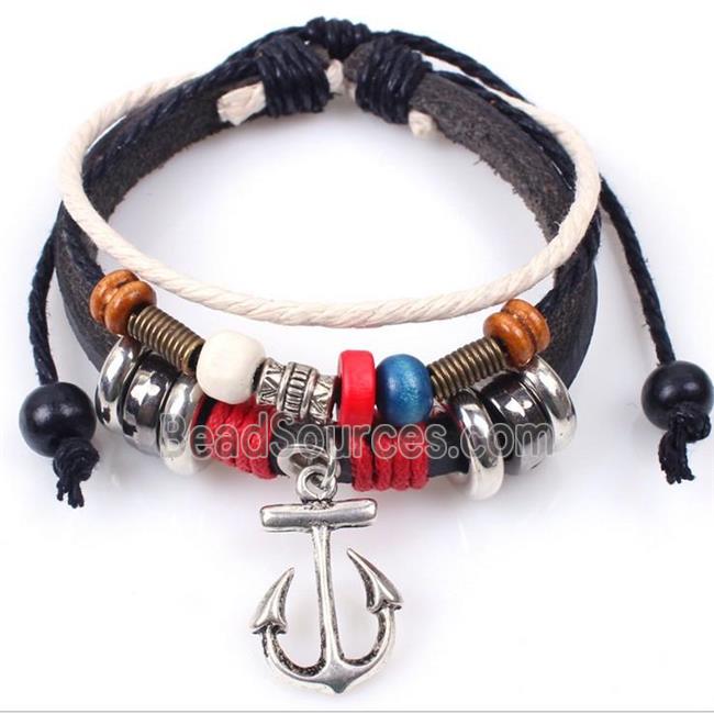 handmade bracelet with leather, alloy bead