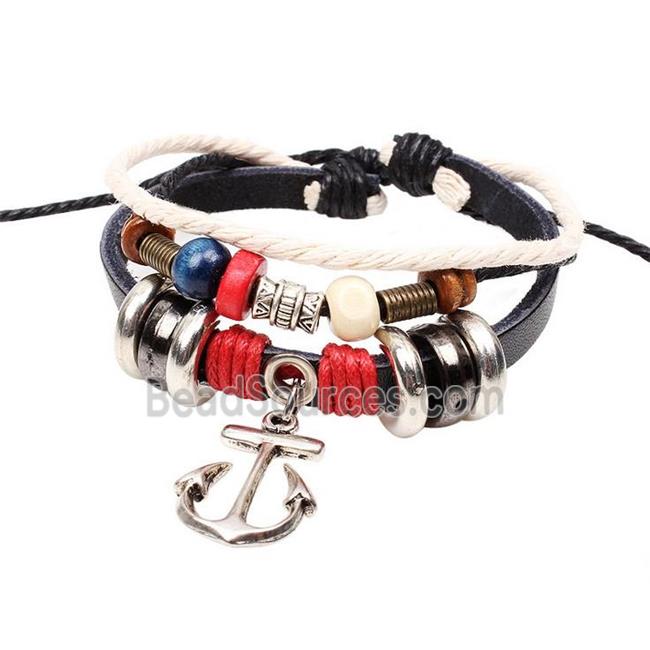 handmade bracelet with leather, alloy bead