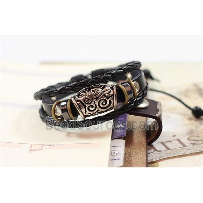 handmade bracelet with leather, alloy bead