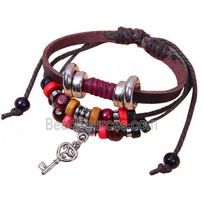 handmade bracelet with leather, alloy bead