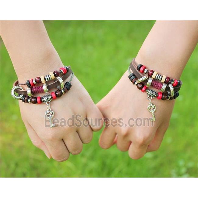 handmade bracelet with leather, alloy bead