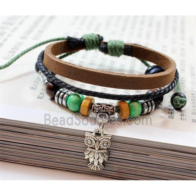 handmade bracelet with leather, alloy bead