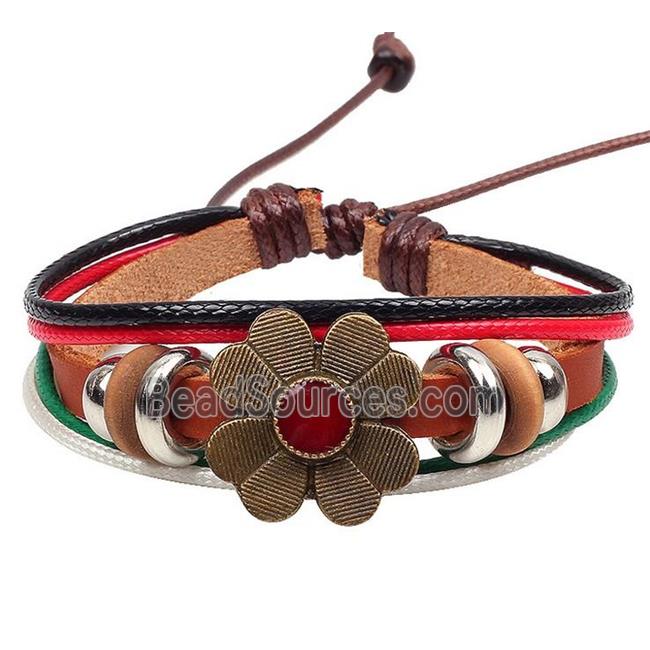 handmade bracelet with leather, alloy bead