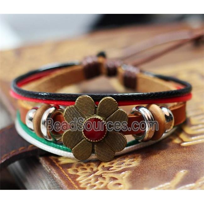 handmade bracelet with leather, alloy bead