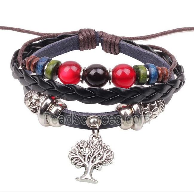 handmade bracelet with leather, alloy bead