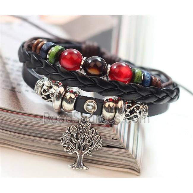 handmade bracelet with leather, alloy bead