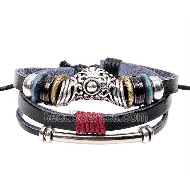 handmade bracelet with leather, alloy bead