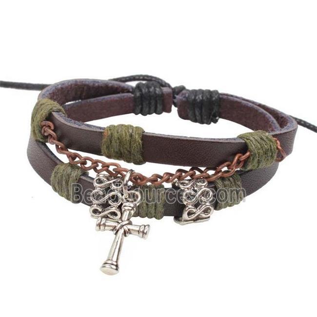 handmade bracelet with leather, alloy bead