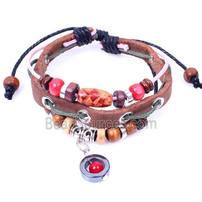 handmade bracelet with leather, alloy bead