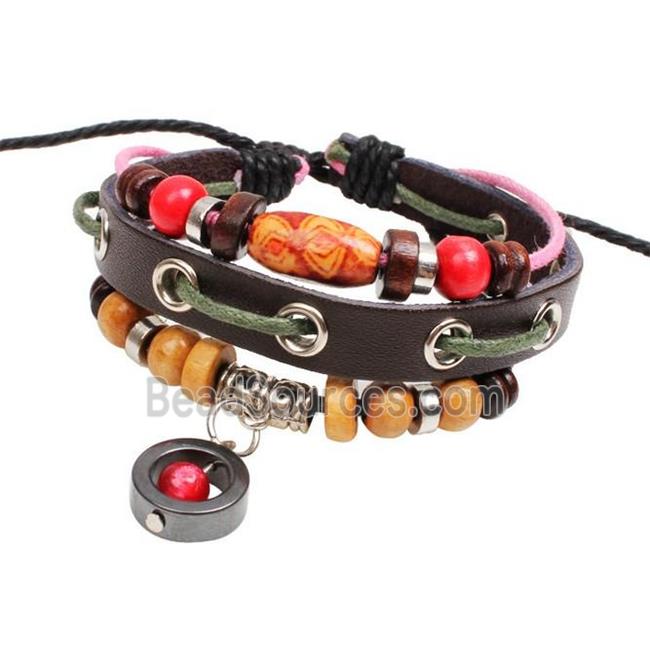 handmade bracelet with leather, alloy bead