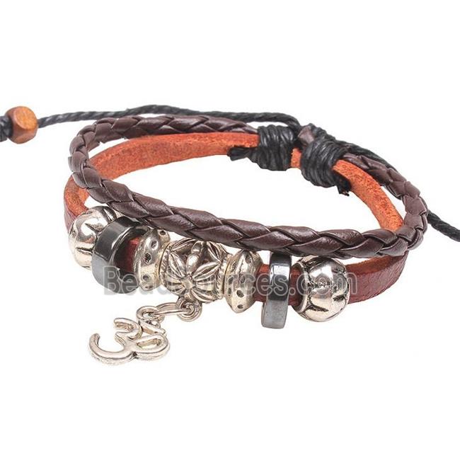 handmade bracelet with leather, alloy bead