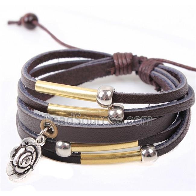 handmade bracelet with leather, alloy bead