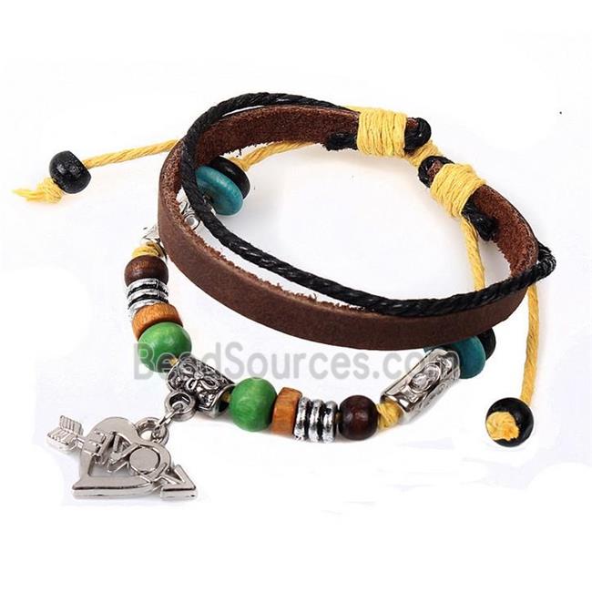 handmade bracelet with leather, alloy bead