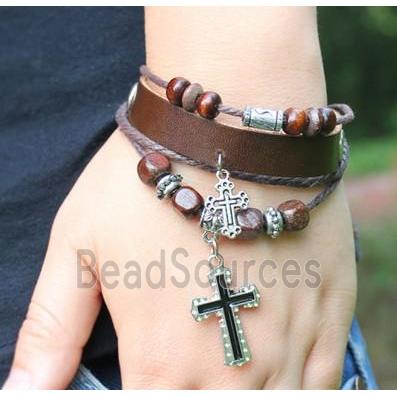 handmade bracelet with leather, alloy bead