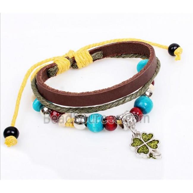 handmade bracelet with leather, alloy bead