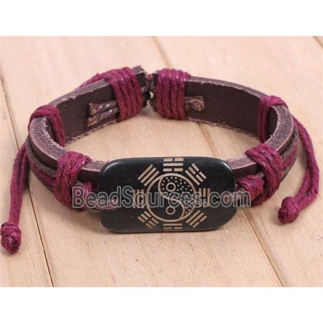 handmade bracelet with leather, alloy bead