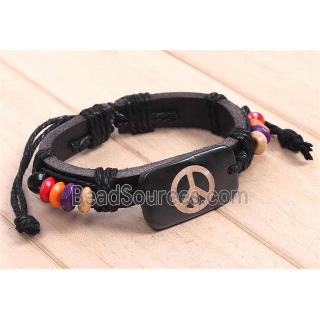 handmade bracelet with leather, alloy bead