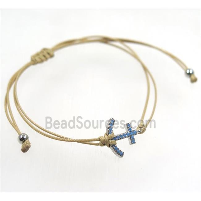 handmade bracelet with anchor pave zircon, nylon wire