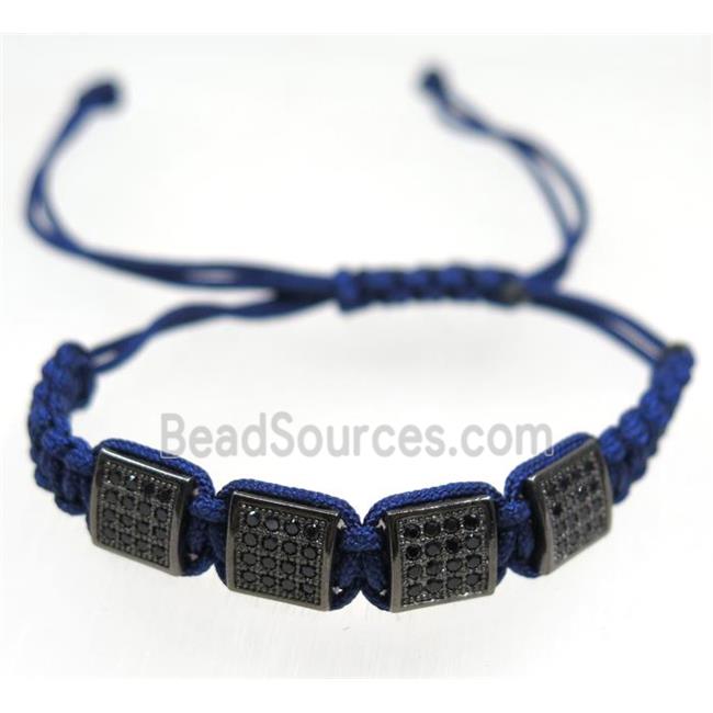 handmade bracelet with beads pave zircon, nylon wire