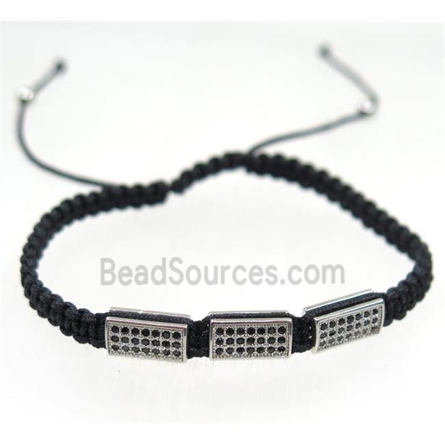 handmade bracelet with tube pave zircon, nylon wire