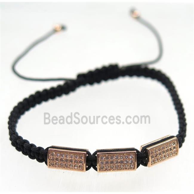 handmade bracelet with tube pave zircon, nylon wire