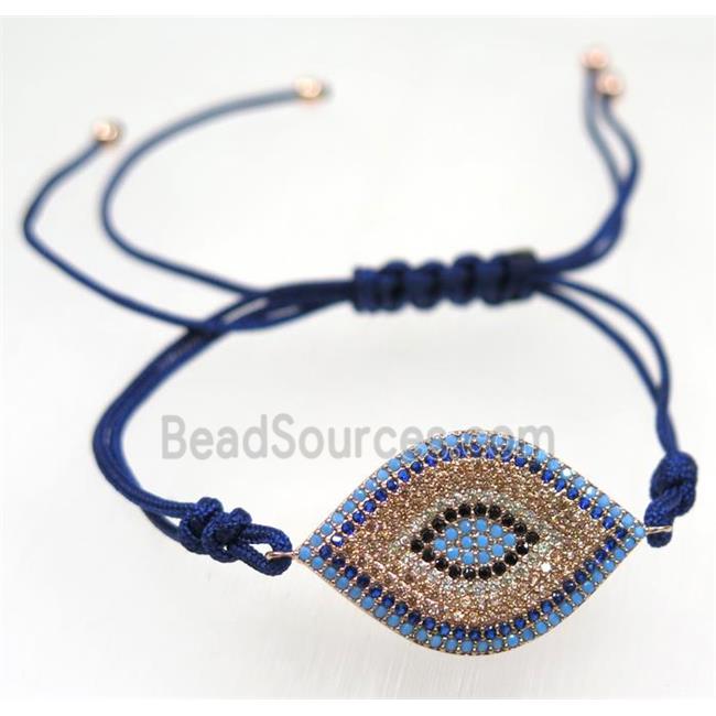 handmade bracelet with eye pave zircon, nylon wire