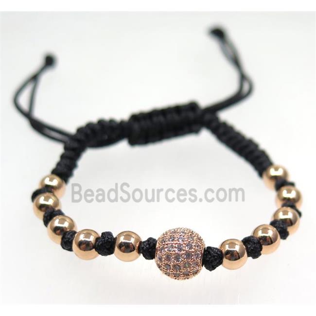 handmade bracelet with ball beads pave zircon, nylon wire