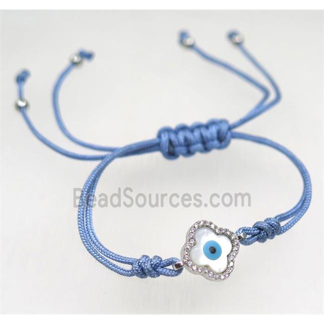 handmade bracelet with Evil eye pave zircon, nylon wire