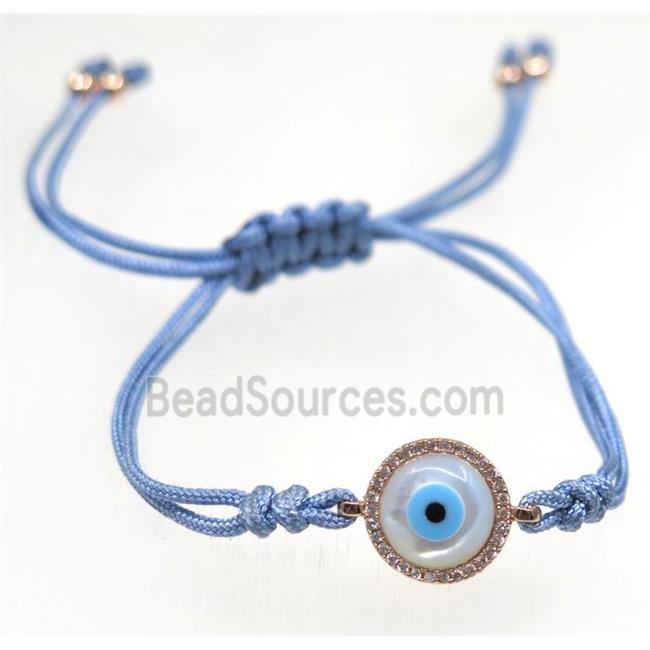 handmade bracelet with Evil eye pave zircon, nylon wire