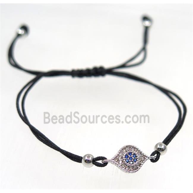 handmade bracelet with eye pave zircon, nylon wire