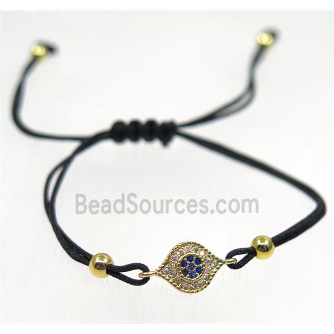 handmade bracelet with eye pave zircon, nylon wire