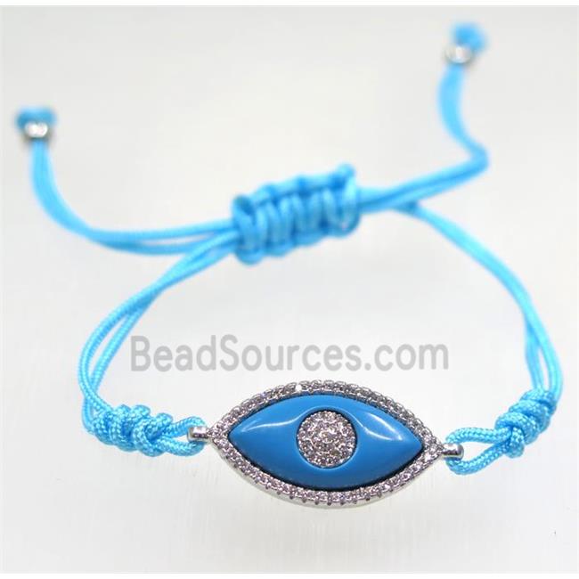 handmade bracelet with Evil eye pave zircon, nylon wire