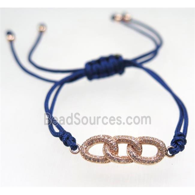 handmade bracelet with Link pave zircon, nylon wire