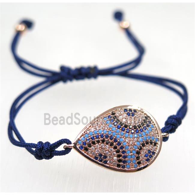 handmade bracelet with Teardrop pave zircon, nylon wire