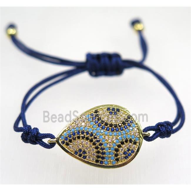 handmade bracelet with Teardrop pave zircon, nylon wire