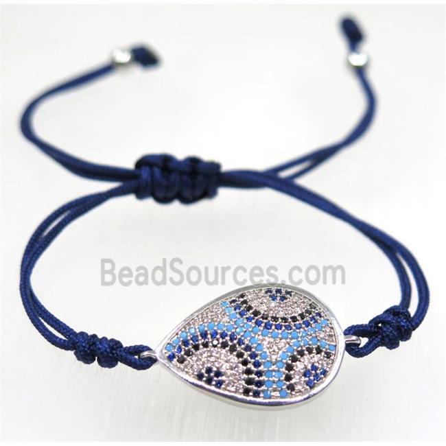 handmade bracelet with Teardrop pave zircon, nylon wire