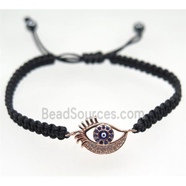 handmade bracelet with Evil eye pave zircon, nylon wire