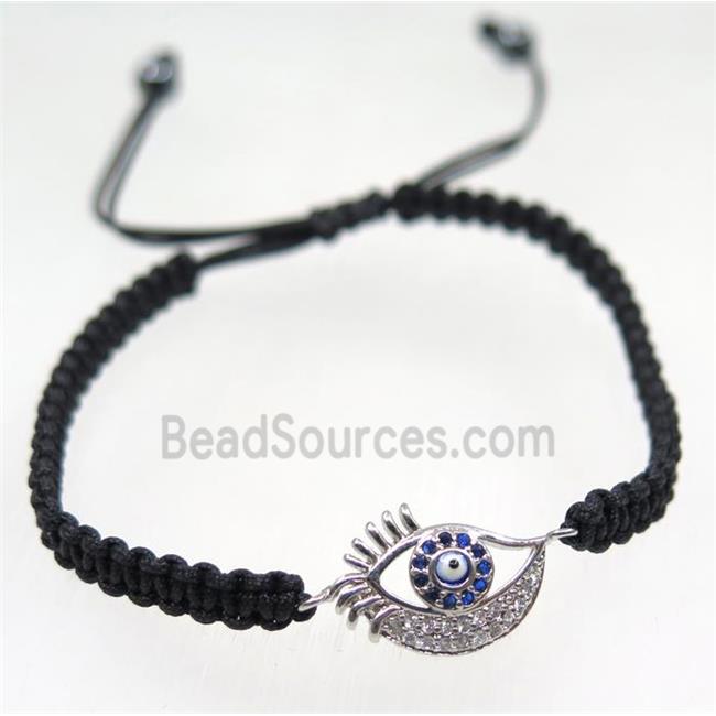 handmade bracelet with Evil eye pave zircon, nylon wire