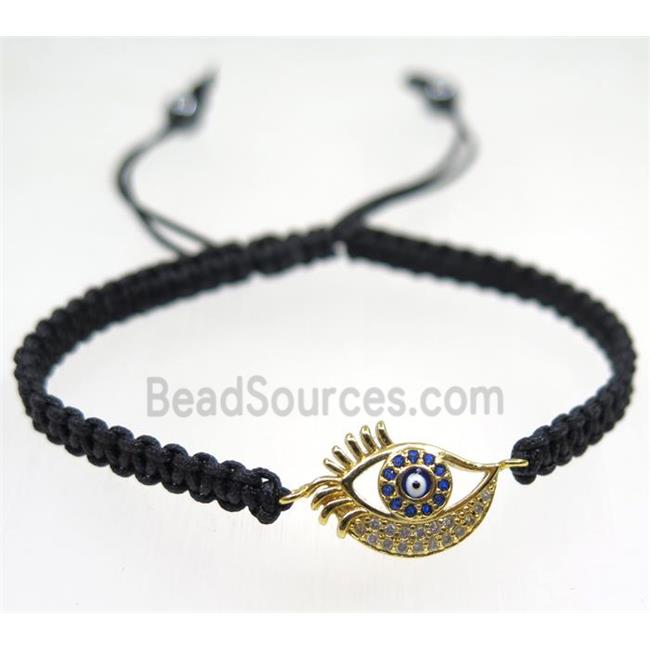 handmade bracelet with Evil eye pave zircon, nylon wire