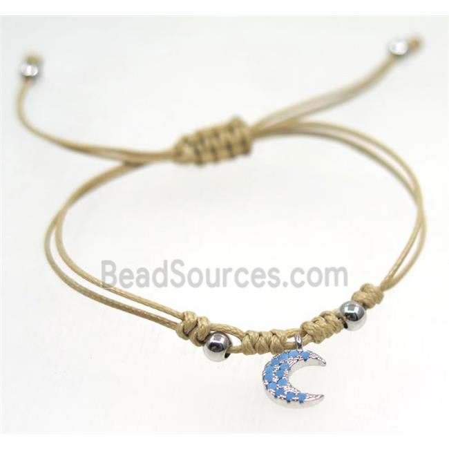 handmade bracelet with Moon pave zircon, nylon wire