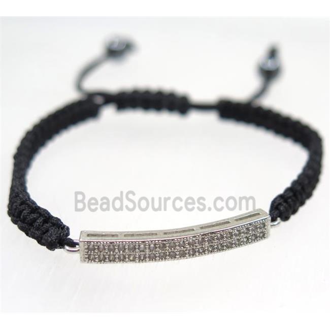 handmade bracelet with tube pave zircon, nylon wire