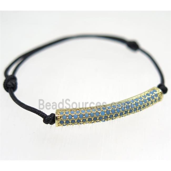 handmade bracelet with tube pave zircon, nylon wire