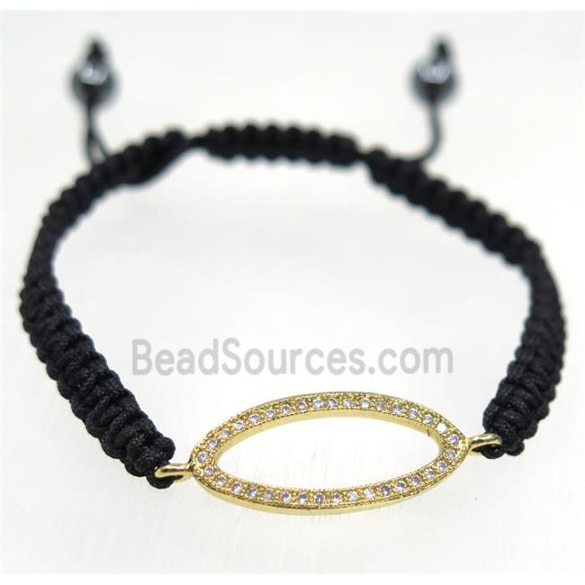 handmade bracelet with oval pave zircon, nylon wire