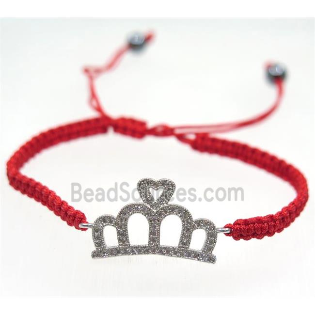 handmade bracelet with Crown pave zircon, nylon wire