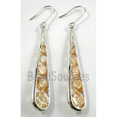 Pale Yellow CZ Diamond Drop Earrings, Nickel Free