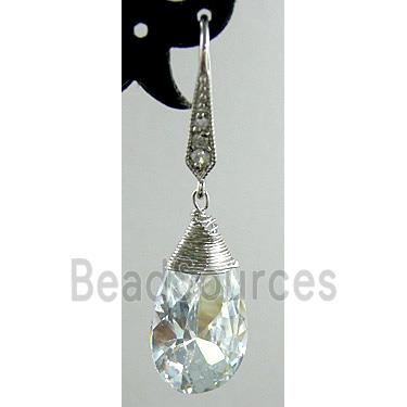 Clean CZ Diamond Drop Earrings, Ni-Free