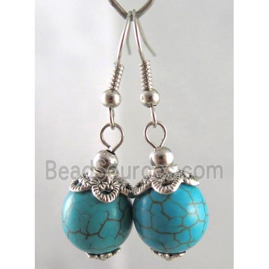 handmade earring with turquoise, copper, alloy bead