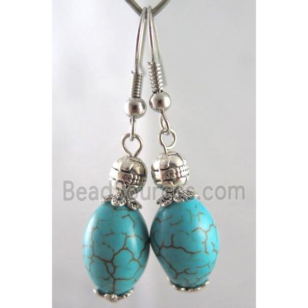 handmade earring with turquoise, copper, alloy bead